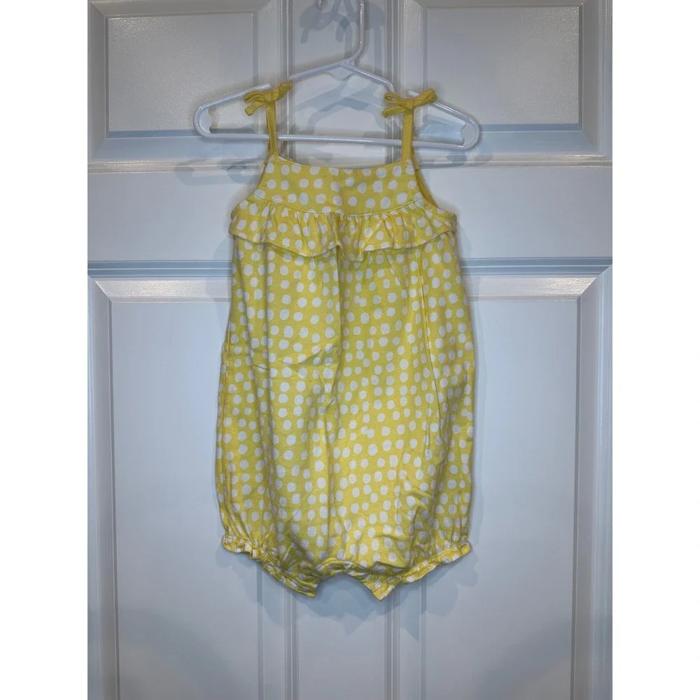 Carters‎ Yellow Polka Dot Ruffle Romper Jumper Baby Girls Size 24 Months